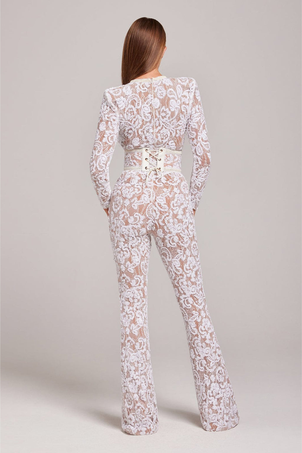 Damen Spitzen-Jumpsuit mit figurbetonter Silhouette für elegante Abendgarderobe