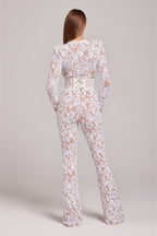 Damen Spitzen-Jumpsuit mit figurbetonter Silhouette für elegante Abendgarderobe