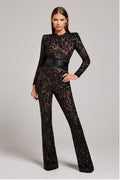 Damen Spitzen-Jumpsuit mit figurbetonter Silhouette für elegante Abendgarderobe