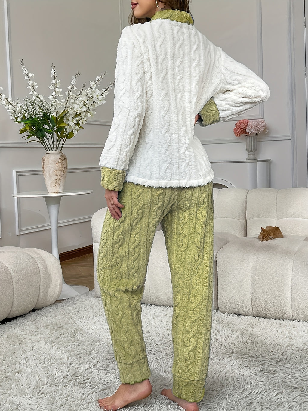 Women’s Plush Button-Up Pajama Set