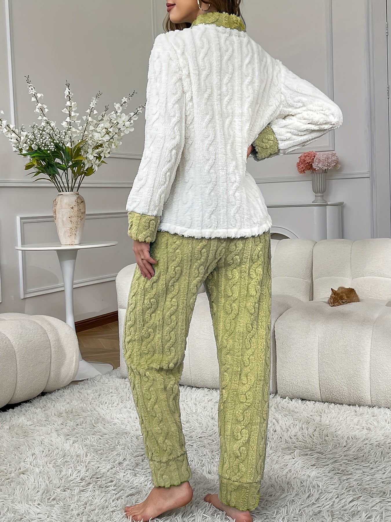 Women’s Plush Button-Up Pajama Set