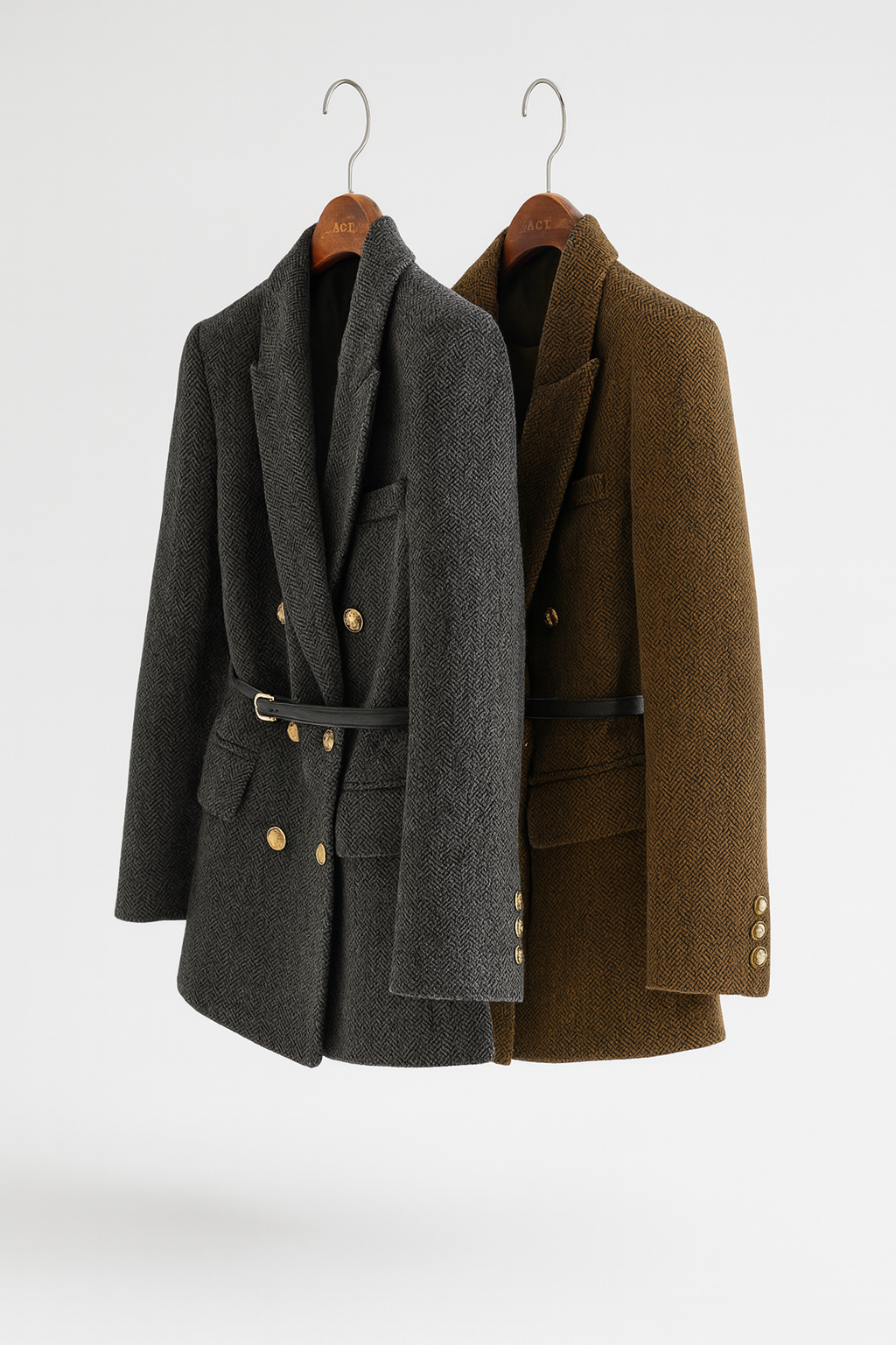 Damenblazer mit zweireihiger Knopfleiste und Gürtel