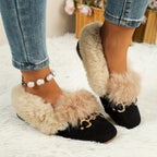 Mules chaussons pour femme bordés de fausse fourrure