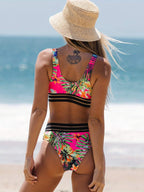 Bikini-Set mit tropischem Print für Damen Stylisch Unterstützend Sommer-Strandmode Passform
