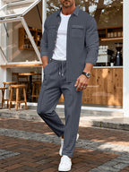 Strukturiertes Overshirt- und Hosen-Set für Herren