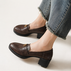 Mocassins pour femmes à talon carré et à enfiler