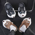 Plysj-hjemmesko til kvinder med husky-design og slip-on-model