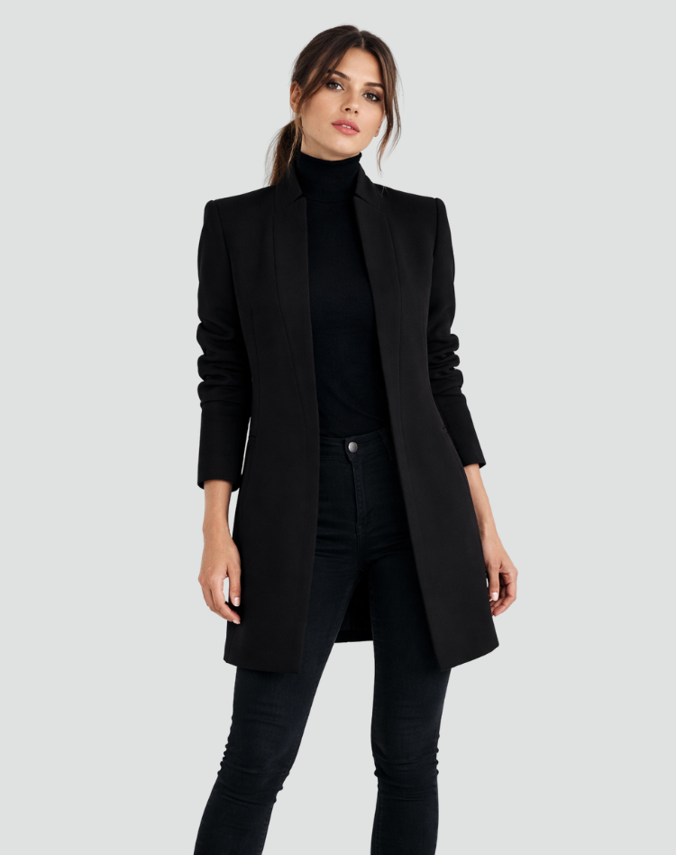 Women's Tailored Mid-Length Coat with Elegant Structured Fit