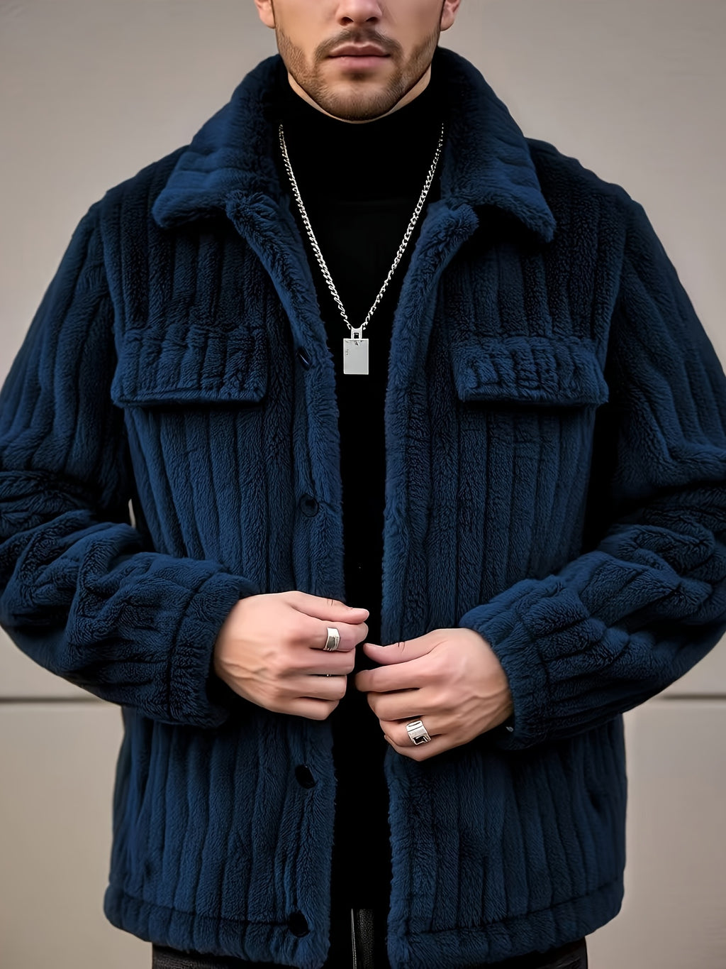 Texturierte Plüsch-Hemdjacke für Herren