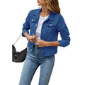 Damen klassische Jeansjacke mit Knopfleiste und Klappentaschen