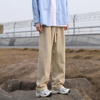 Men's Cotton Linen Trousers with Relaxed Fit and Drawstring Waist for Everyday Comfort
