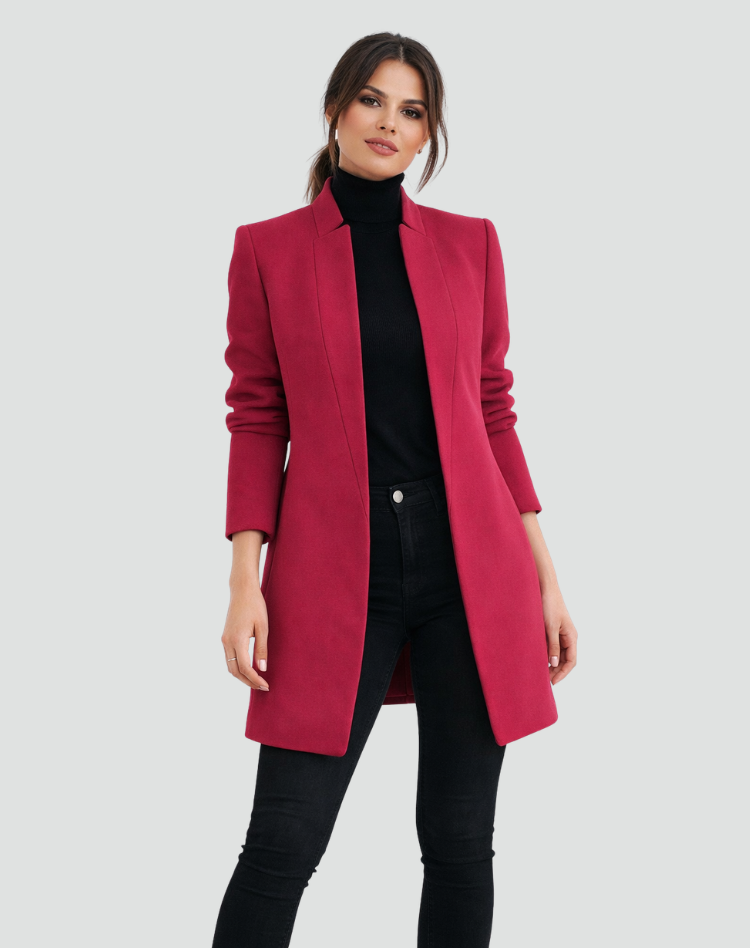 Women's Tailored Mid-Length Coat with Elegant Structured Fit