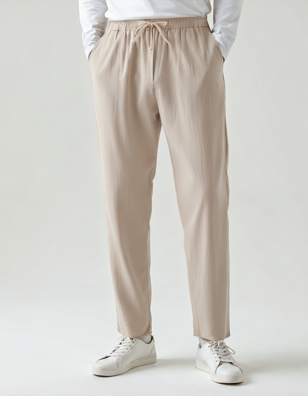 Herren Leichte Kordelzug-Hose mit schmal zulaufendem Bein, elastischem Bund und entspanntem Alltags-Schnitt