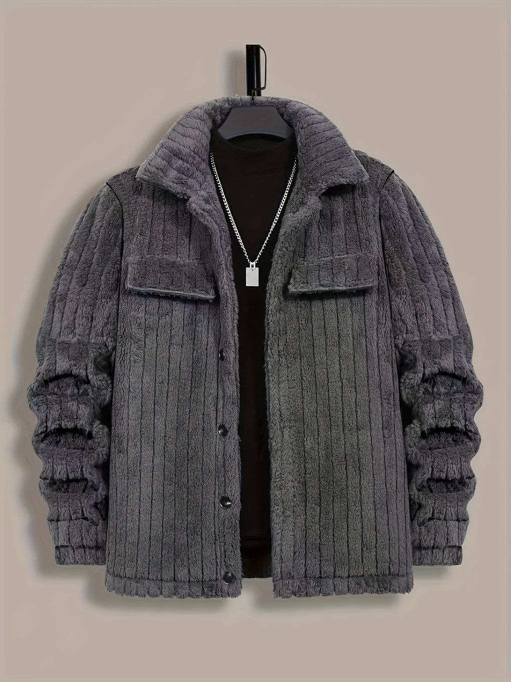 Texturierte Plüsch-Hemdjacke für Herren