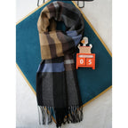 Men's Classic Plaid Fringed Winter Scarf
