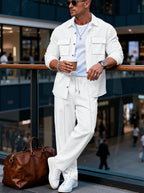Strukturiertes Overshirt- und Hosen-Set für Herren