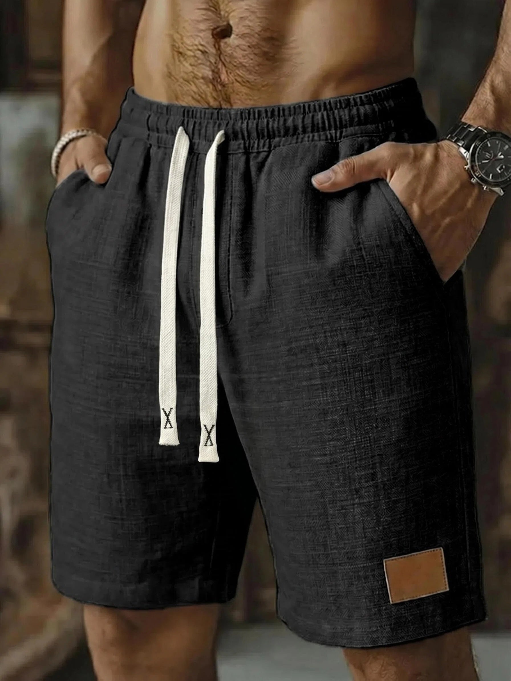 Men's Textured Drawstring Lounge Shorts