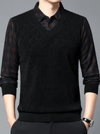 Men’s Layered Look V-Neck Knit Sweater