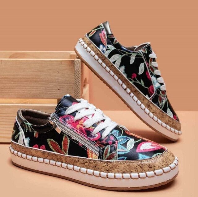 Women’s Floral Lace-Up Platform Sneakers
