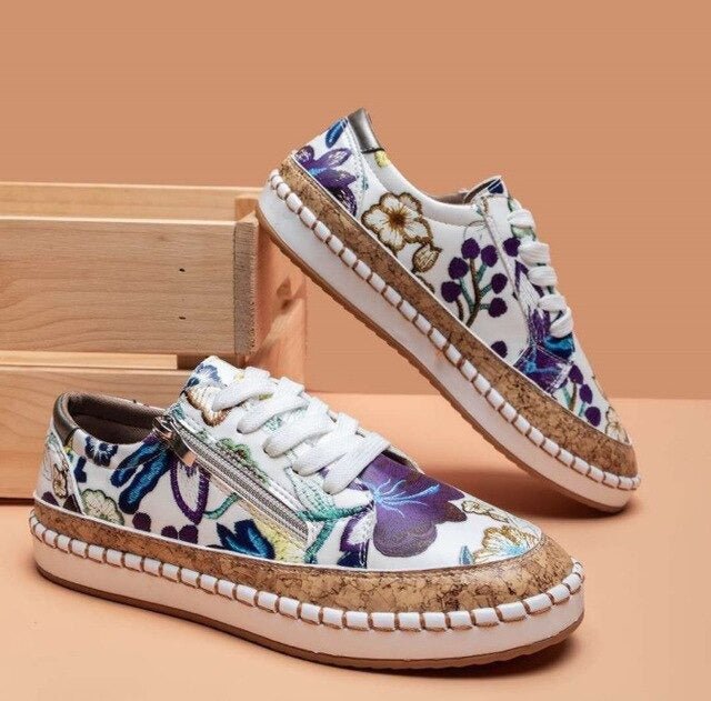 Women’s Floral Lace-Up Platform Sneakers