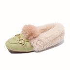 Mules chaussons pour femme bordés de fausse fourrure