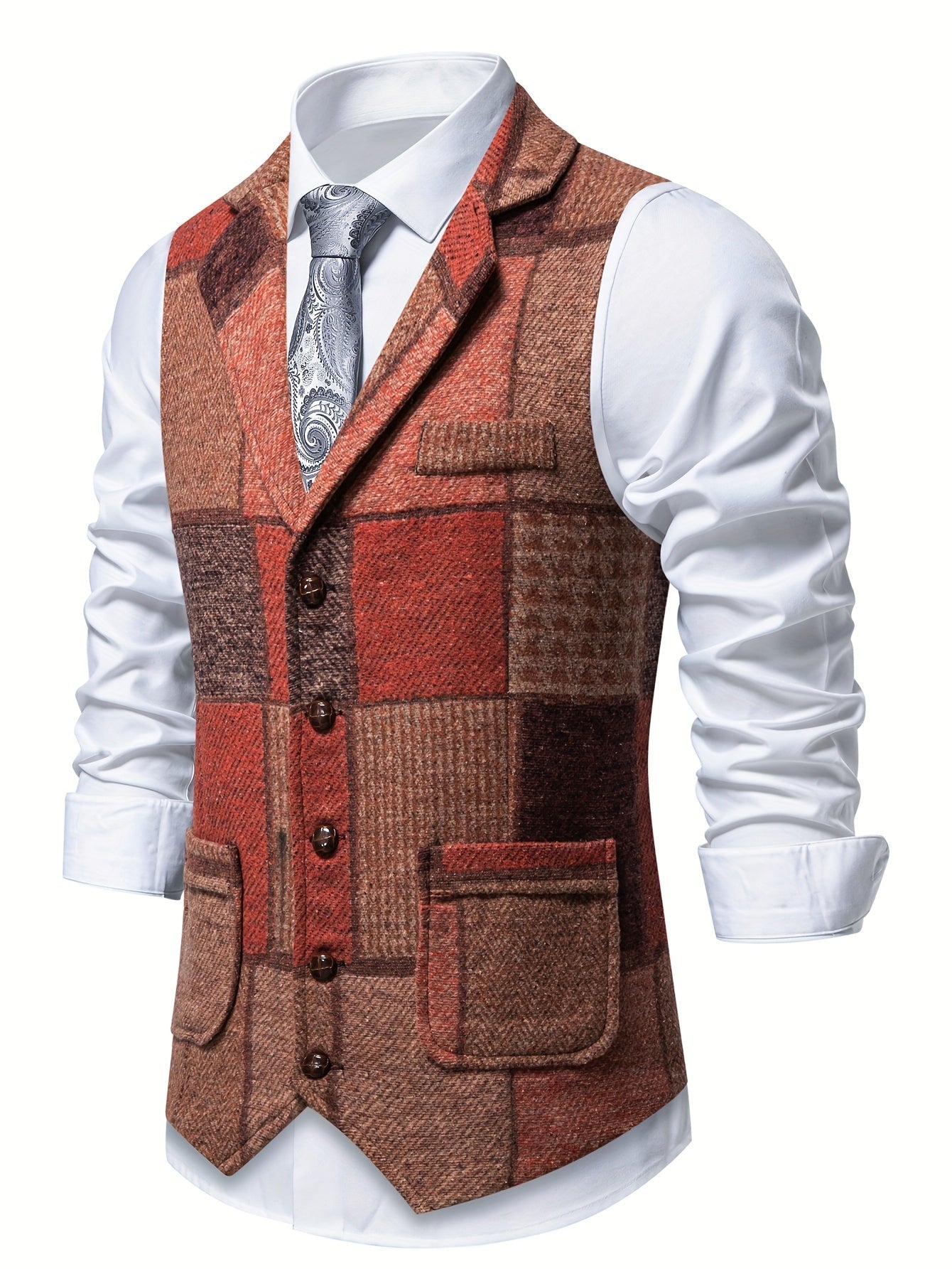 Gilet sartoriale patchwork da uomo