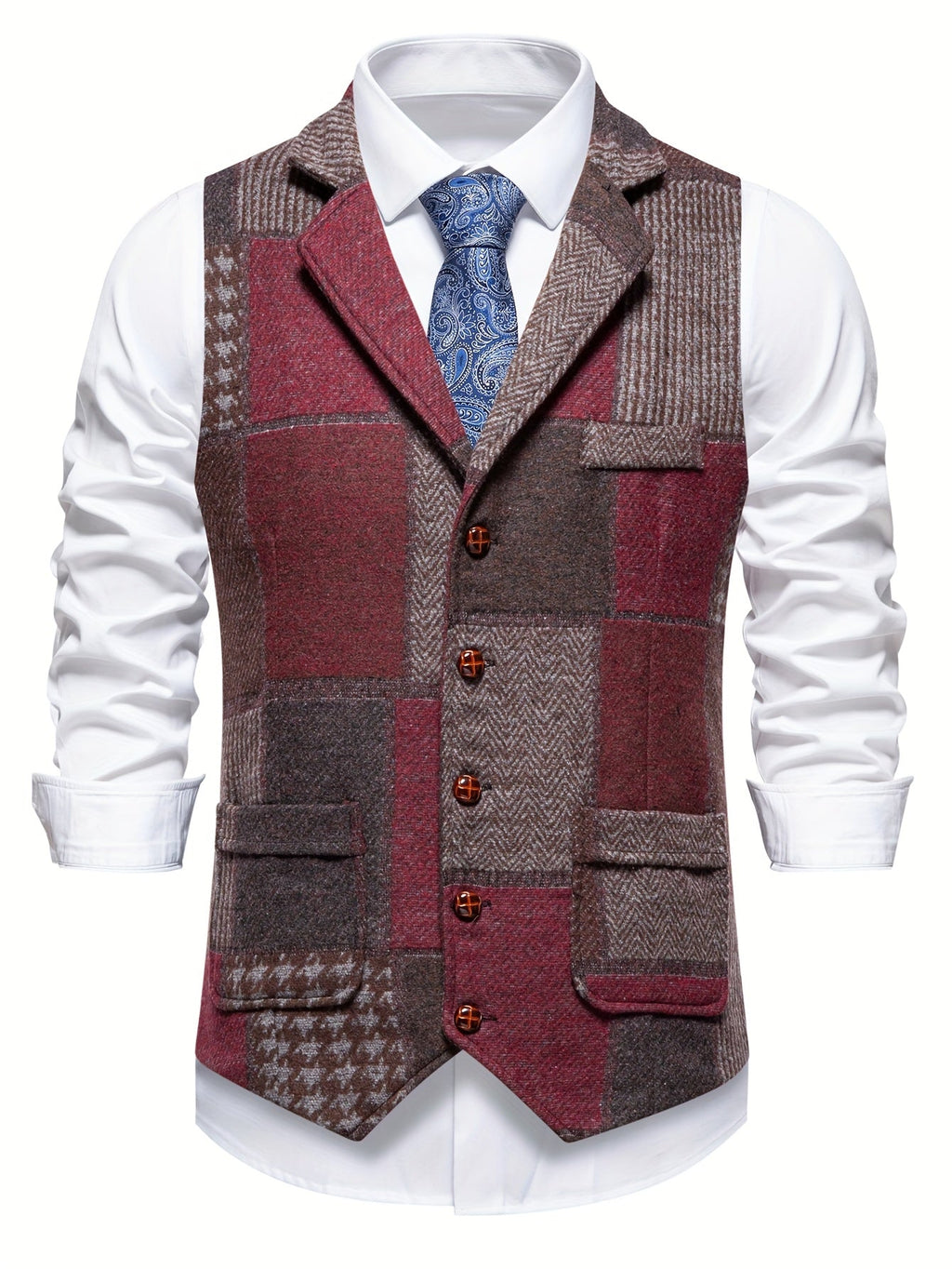 Gilet sartoriale patchwork da uomo