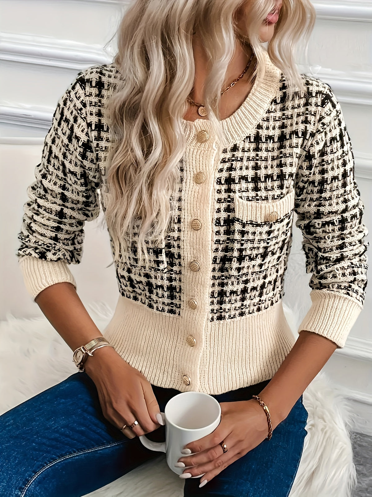 Women’s Textured Button-Front Cardigan