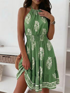 Women's Bohemian Paisley Print Halter Tiered Sundress