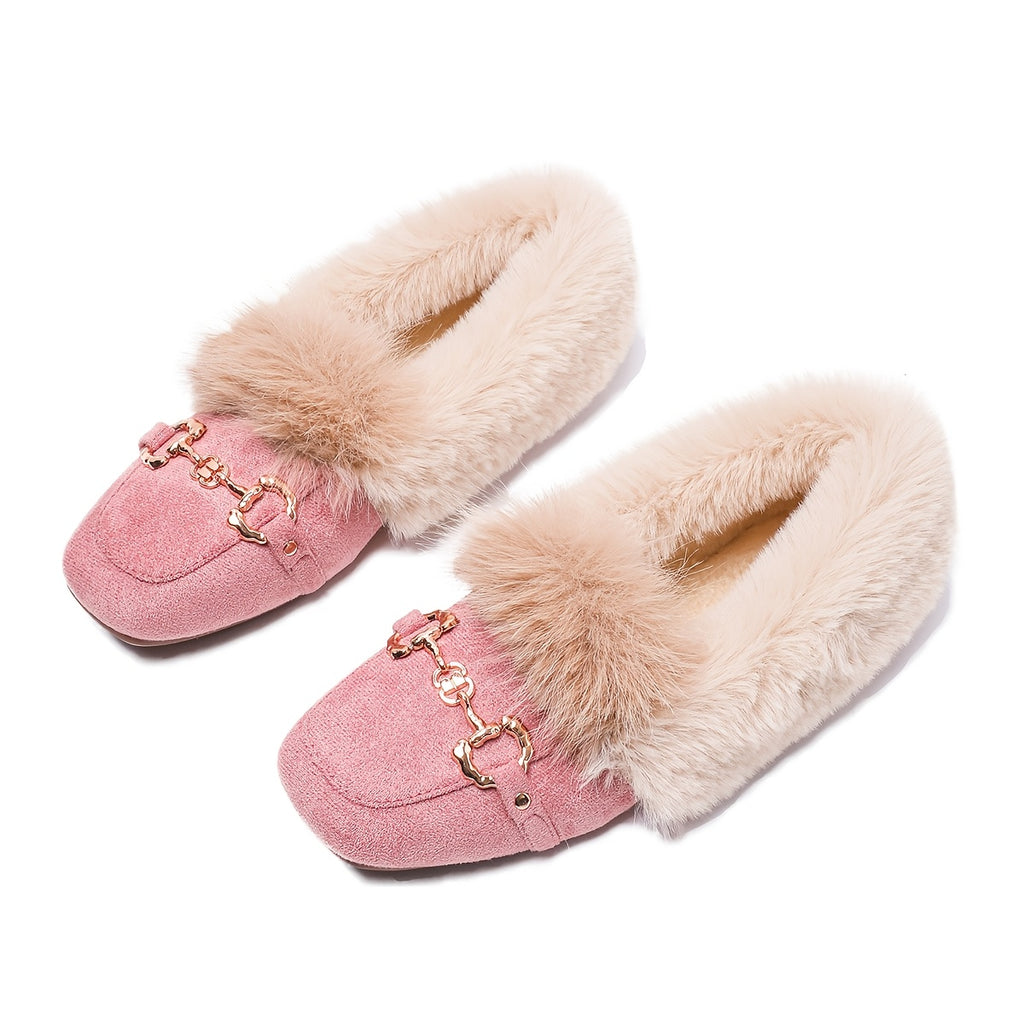 Mules chaussons pour femme bordés de fausse fourrure