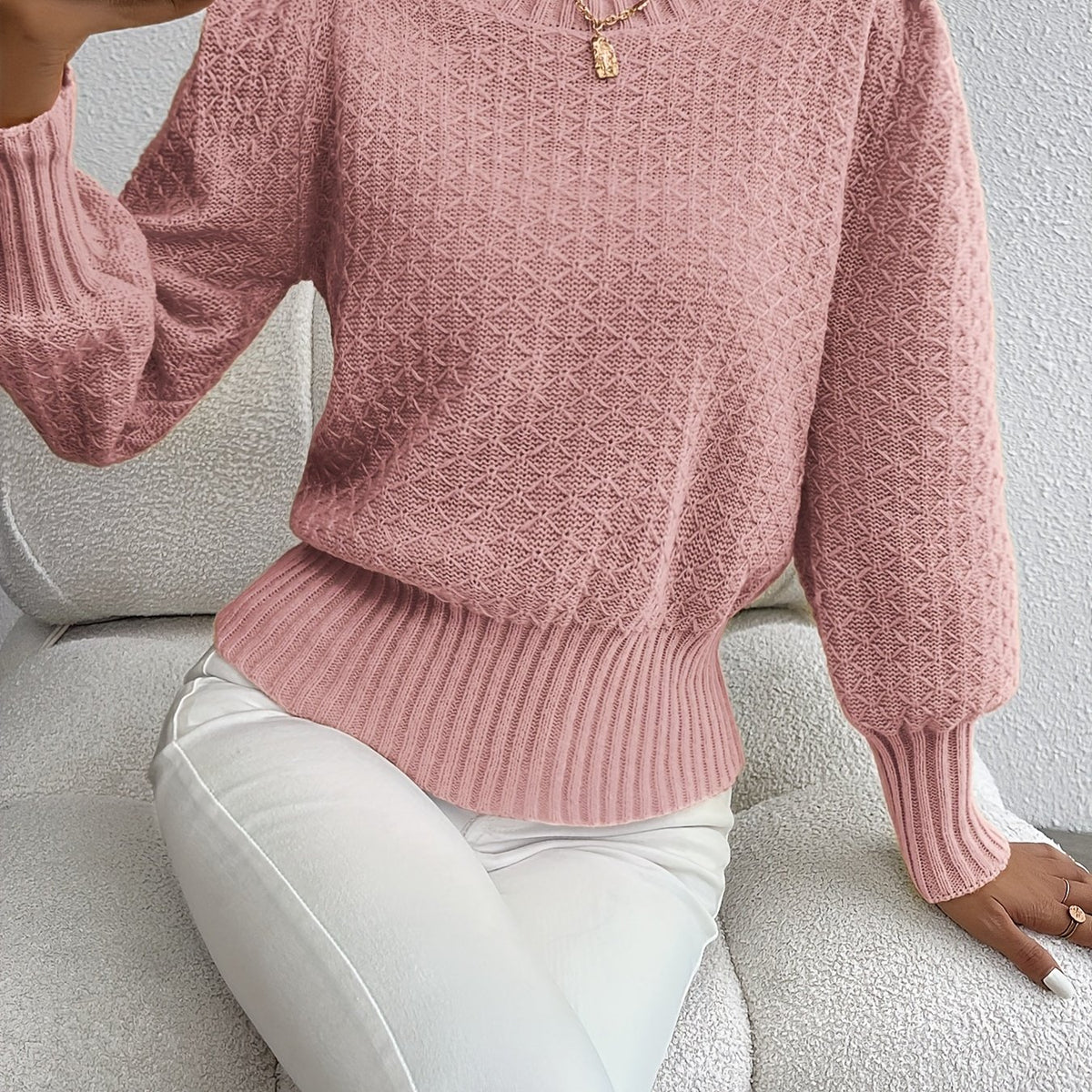 Pull péplum texturé en maille pour femme