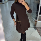 Vestido midi de mujer con panel plisado