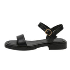 Women's Minimalist Ankle Strap Flat Sandals with Open Toe and Buckle Closure