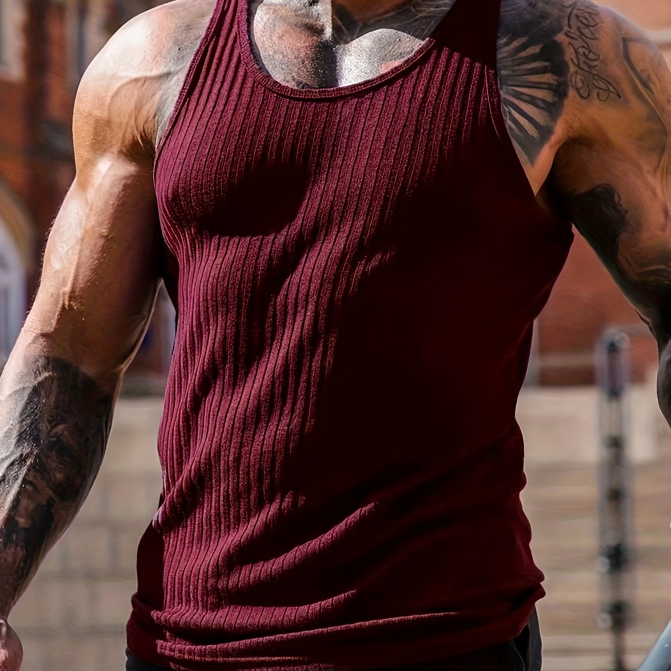 Men's Ribbed Tank Top with Stretch Fit for Everyday Wear