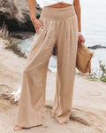 Broek Dames High Waist Wijde Pijpen Comfortabel Zomer