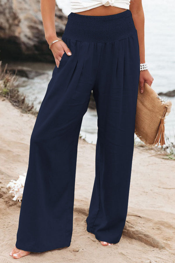 Broek Dames High Waist Wijde Pijpen Comfortabel Zomer