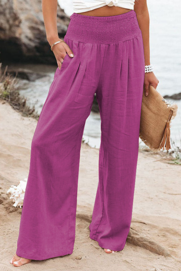 Broek Dames High Waist Wijde Pijpen Comfortabel Zomer