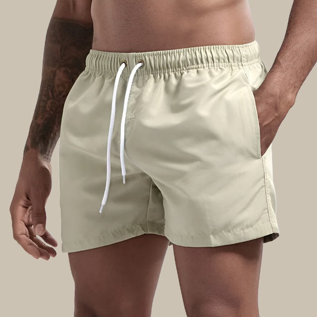Men's Quick-Dry Swim Shorts with Drawstring Waist and Relaxed Fit
