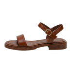 Women's Minimalist Ankle Strap Flat Sandals with Open Toe and Buckle Closure