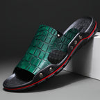 Komfortable slip-on-sandaler til mænd med krokodillestruktur