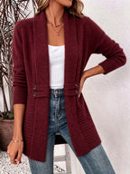 Women's Open Front Shawl Collar Knit Cardigan Sweater