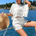 Gehäkeltes Sommer-Co-ord-Set für Damen Leicht Atmungsaktiv Urlaubsstil