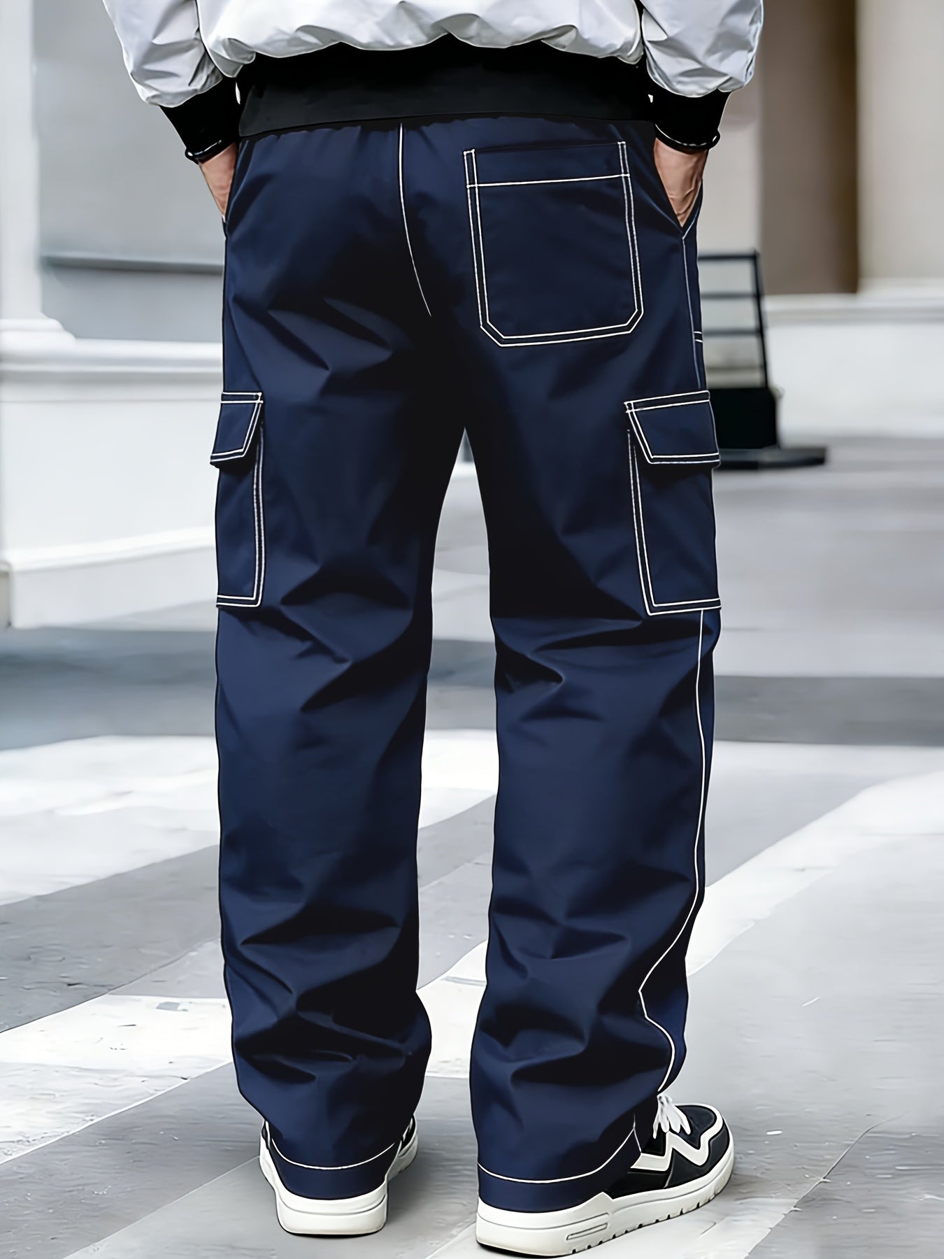 Men's Contrast Stitch Cargo Trousers