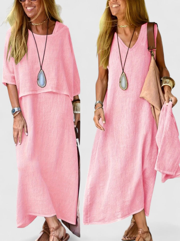 Robe midi à superposition et coupe décontractée pour femme