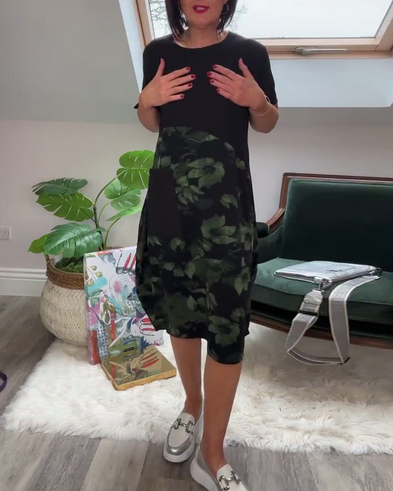 Women's Floral Panel Midi Dress