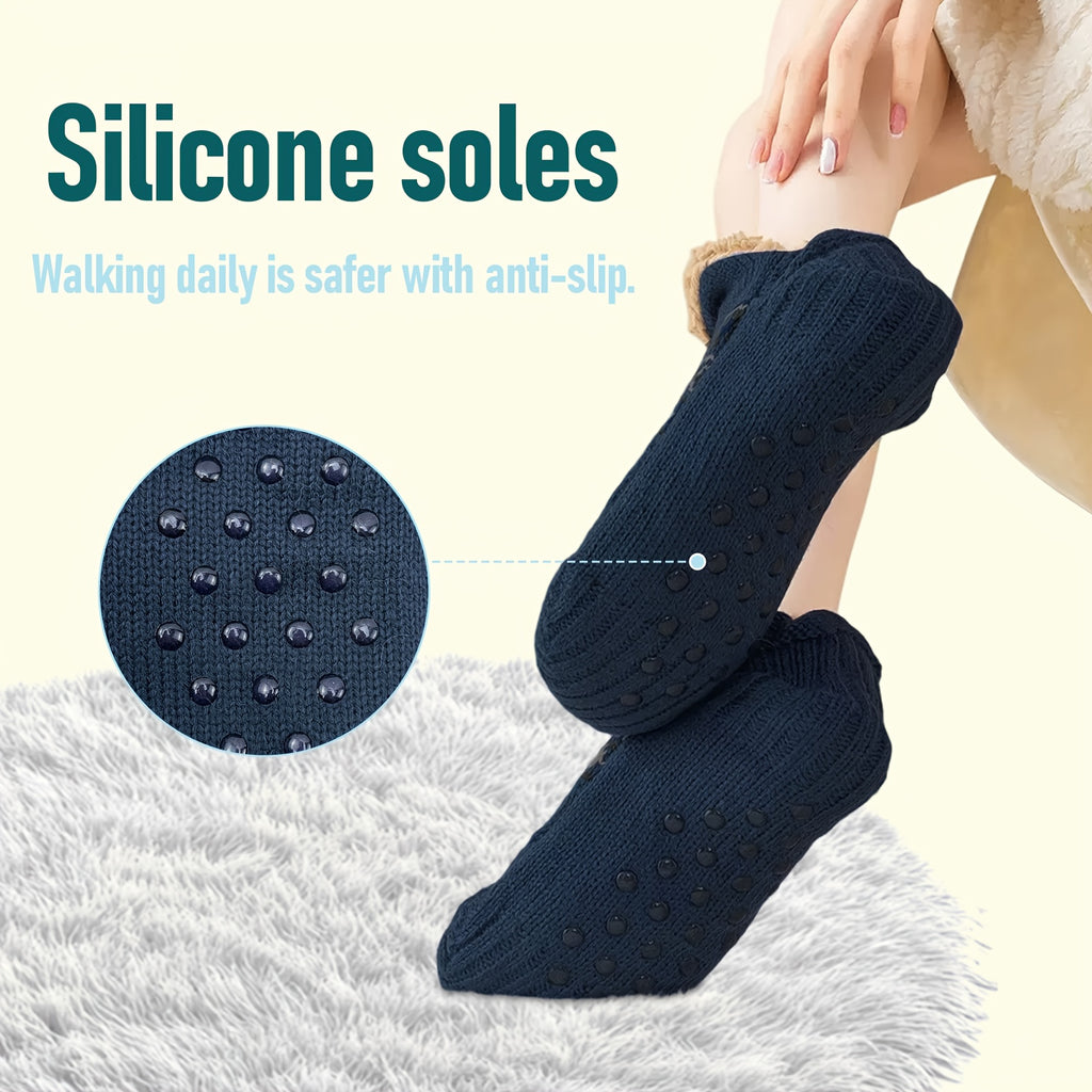 Men’s Fair Isle Knit Winter Slipper Socks