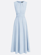 Ärmelloses Chiffon-Maxikleid für Damen mit geraffter Taille und fließendem Saum