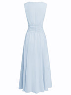 Ärmelloses Chiffon-Maxikleid für Damen mit geraffter Taille und fließendem Saum