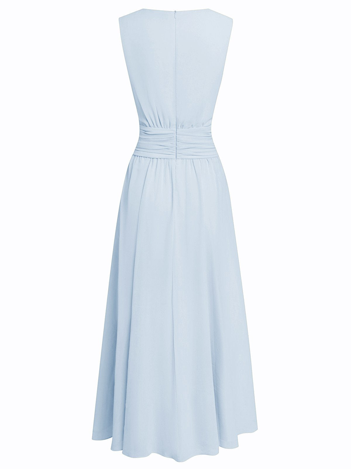 Ärmelloses Chiffon-Maxikleid für Damen mit geraffter Taille und fließendem Saum