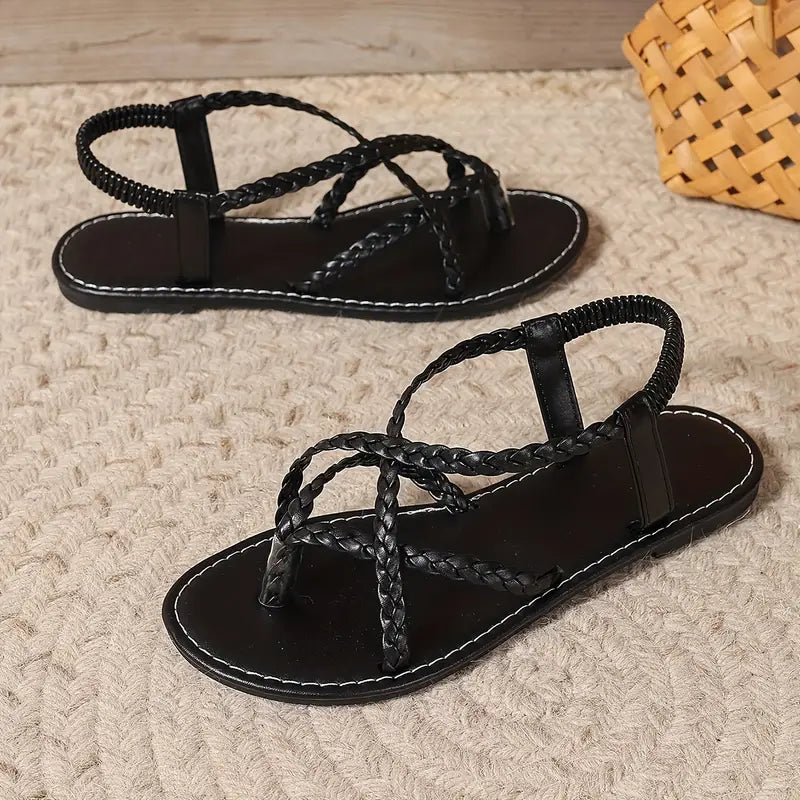 Damen Geflochtene Riemchensandalen mit leichter, flexibler Sohle